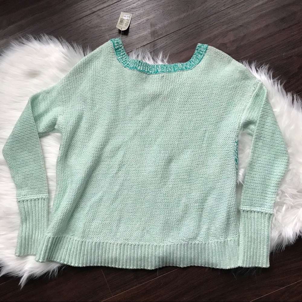American Eagle Teal Sweater Two-Toned Knit Med NWT - Picture 7 of 8